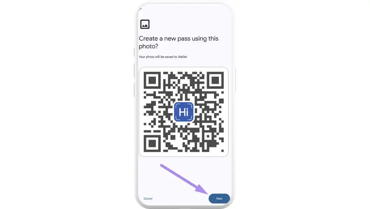 Select your QR code from photos and tap Next